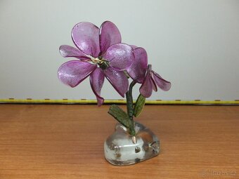 Starožitná krásná skleněná kytička, předpoklad J. Brychta, Ž - 3