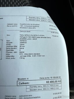 Okno PVC Gealan 2220x1435MM, antracit/bilá, trojsklo Ug=0.5 - 3
