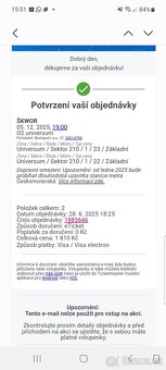 prodám 2 lístky k sezení na koncert Škvor 5.12.2025 - 3