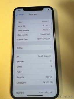 Apple iPhone X 256gb kondice baterie 100% s kabelem Cena 34 - 3