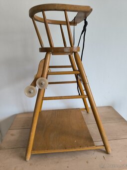 Dětská dřevěná židlička – jídelní, rozkládací - 3