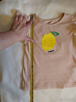 Dívčí letní tričko, citron, flitry, H&M, vel. 122/128 - 3