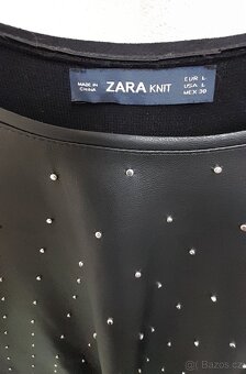 Set koženkové tričko se cvočky Zara a semišované kalhoty - 3