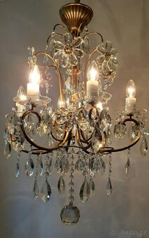 Starožitný křišťálový lustr, lustřík, osvětlení - 3