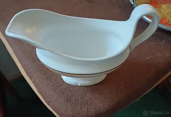 omáčník, starožitný cedník, podnos - 3