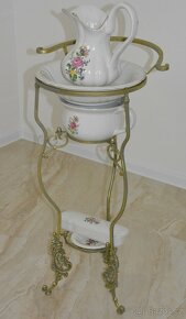 Retro porcelánový mycí set na kovovém stojanu (1) - 3