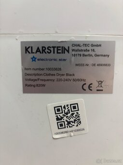 Klarstein Zyp Dry 820W - kompaktní sušička do užších prostor - 3