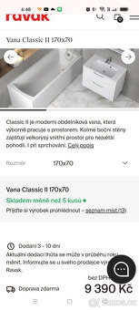 Akrylátová vana Ravak Classic II 170x70 cm - NOVÁ - 3