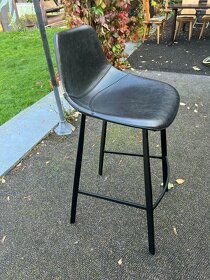 Barové židle Dutch Bone, černá kůže, 2 ks - 3