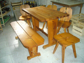 retro styl stůl, lavice, židle a sedátka - 3
