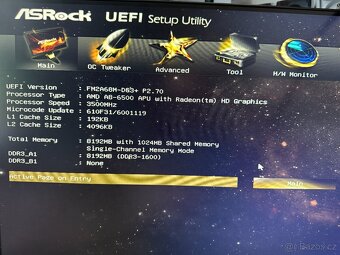 Set základní deska ASRock + A8-6500 + 8gb RAM - 3