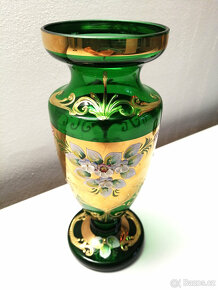 Zelená váza - Novoborské sklo - "21" - 3