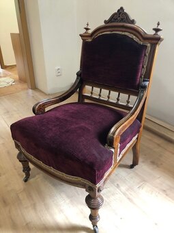 Starožitný historický set - stůl a sedací nábytek - 3
