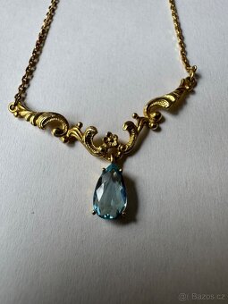 Zlatý náhrdelník s akvamarínem - 3