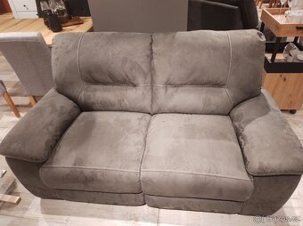 Masivní velká sedačka hnědá broušené um. kůže-nová - 3