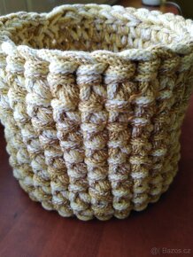 Háčkovaný košík, průměr15cm, vysoký 13cm - 3