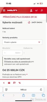 PŘÍMOČARÁ PILA OCASKA HILTI SR 30 - 3