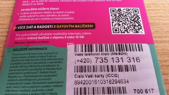 O2 GO SIM karta 720 33 55 58 a T-mobil 735 13 13 16 - 3
