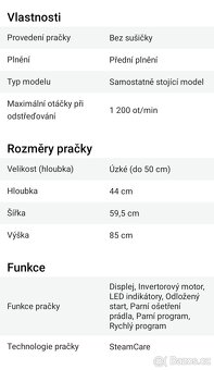 Pračka úzká z parním pranim - 3