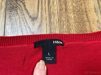 Červený lehký svetřík H&M (vel. 40/42) - 3
