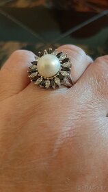 Krásný stříbrný prsten s perlou - 3