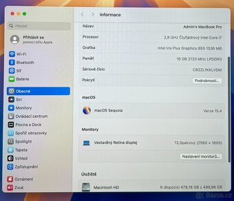 MacBook Pro 2019/16GB RAM/Intel i5/512GB SSD/Záruka - 3