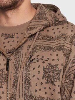 Mikina Karl Kani Patchwork Paisley Full Zip Dark Taupe L - 3