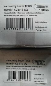 Teks šrouby samovrtné 1000 ks - 3