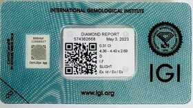 0.31 ct Diamant - D (bezbarvý) - IF (inkluze), 3Ex - 3