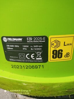 prodám el. sekačku FIELDMANN FZR 2025-E - 3