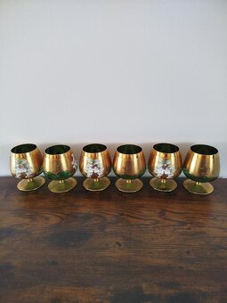 Napoleonky_sklo zelené , zlato + smalt, novoborské sklo - 3