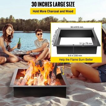 Ocelová obruba ohniště, vnější lem 91 x 91 cm - 3