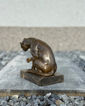 Bronzová socha Kočka hrající si luxusní dekorace dárek - 3