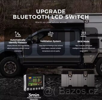 Přenosné topení 6-8kW, 12+24+230V, auto start/stop, BT - 3