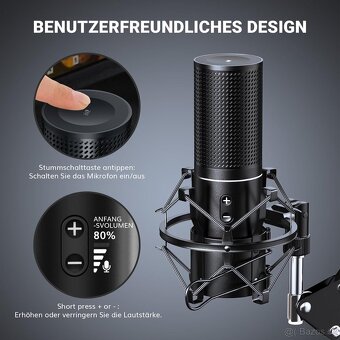 USB herní mikrofon Tonor Q9, černý.se stativem - 3