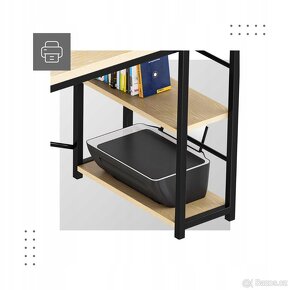 Moderní počítačový stůl s regálem - hnědý - 3