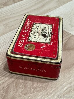 Starožitná plechová krabička cigarety - LANDE VIER - 3