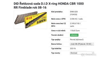 Řetězová sada cbr 1000rr 2008-2016, 530 VX3 - 3