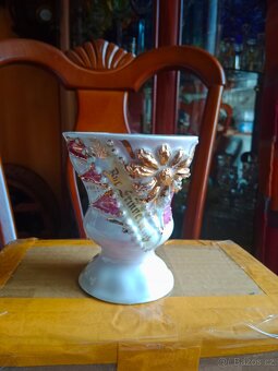 Čtyři pěkné, staré porcelánové zdobené, malované poháry na p - 3