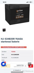 Autobaterie Yuasa 12V 35Ah 272A HJ-S34B20R - 3