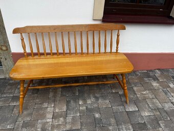 Prodám stůl, lavici a 2 židle- retro jídelní set masiv - 3