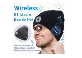 Čepice 4v1 LED osvětlení + přehrávač + hands free - 3