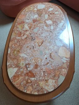 Konferenční stůl s italským mramorem a dřevo masiv - 3