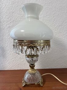 Stolní lampa s ověsky sklo a kov bílé stínidlo - 3