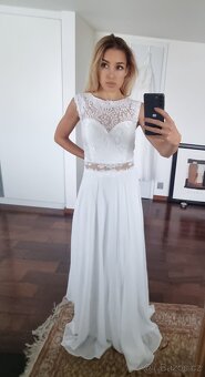 Nové krajkové boho svatební šaty vel M - 3