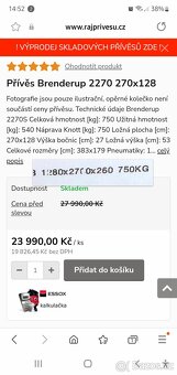 Vlek vozik za auto 750kg 270x128 cm - 3
