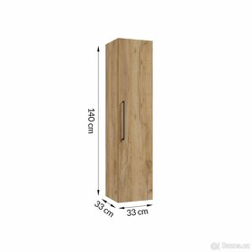 Koupelnová skříňka vysoká 140 x 33 cm Dub - 3