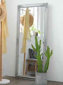 Barokní zrcadlo stříbrné dřevěné s fazetou 162x72cm - 3