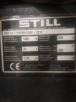 Vysokozdvižný elektrický vozík STILL EGV 14 S nabíječkou - 3
