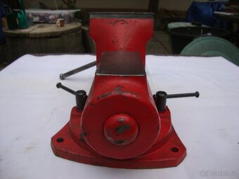 Svěrák YORK 125mm červený zachovalý otočná základová deska - 3